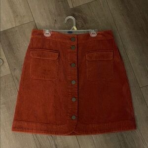 LOFT Rust Corduroy Mini Skirt